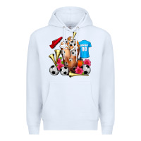 White Soccer Cold Drink Frappe Premium Hoodie - FaDigitalArtStudio