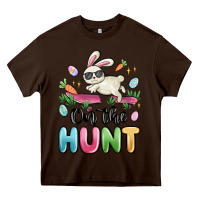 Chocolate Brown on the hunt easter Heavy Core Tee - MaliasSmallBusiness
