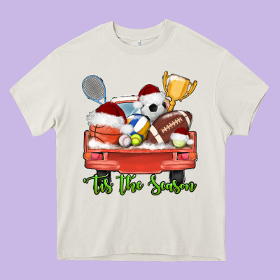 Tis The Season Sports Truck Christmas Heavy Core Tee Designed By Adodesignshop