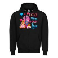 Black Love More Worry Less Valentines Day Cold Drink Zipper Hoodie - FaDigitalArtStudio