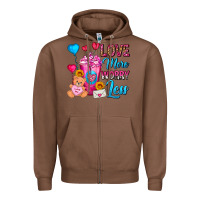 Chestnut Love More Worry Less Valentines Day Cold Drink Zipper Hoodie - FaDigitalArtStudio