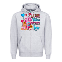 Heather Grey Love More Worry Less Valentines Day Cold Drink Zipper Hoodie - FaDigitalArtStudio