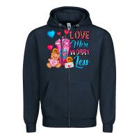 Navy Love More Worry Less Valentines Day Cold Drink Zipper Hoodie - FaDigitalArtStudio
