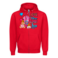 Red Love More Worry Less Valentines Day Cold Drink Zipper Hoodie - FaDigitalArtStudio