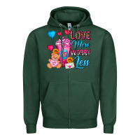 Sports Green Love More Worry Less Valentines Day Cold Drink Zipper Hoodie - FaDigitalArtStudio