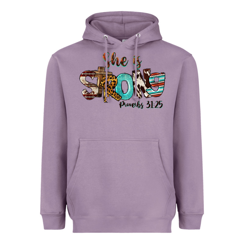 She Is Strong Proverbs 31 25 Heavyweight Hoodie by FaDigitalArtStudio | Teevron