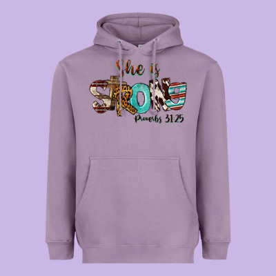 She Is Strong Proverbs 31 25 Heavyweight Hoodie Designed By Fadigitalartstudio