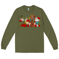 Army Green Lady of Guadalupe Coffee Cups Long Sleeve Tee - texasbilliewilder