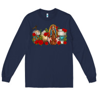 Navy Lady of Guadalupe Coffee Cups Long Sleeve Tee - texasbilliewilder