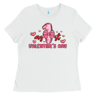 White my first valentines day Ladies Tee - MaliasSmallBusiness
