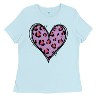 Baby Blue Glitter Purple Leopard Heart Ladies Tee - Jasminsmagicworld