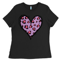 Black Glitter Purple Leopard Heart Ladies Tee - Jasminsmagicworld