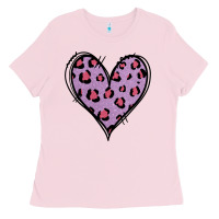 Bubblegum Pink Glitter Purple Leopard Heart Ladies Tee - Jasminsmagicworld
