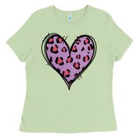 Matcha Glitter Purple Leopard Heart Ladies Tee - Jasminsmagicworld