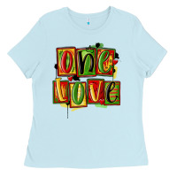 Baby Blue one love juneteenth Ladies Tee - MaliasSmallBusiness