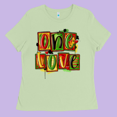 One Love Juneteenth Ladies Tee Designed By Maliassmallbusiness