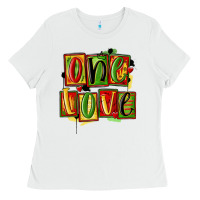 White one love juneteenth Ladies Tee - MaliasSmallBusiness