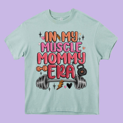 In My Muscle Mommy Era Heavy Core Tee Designed By Maliassmallbusiness