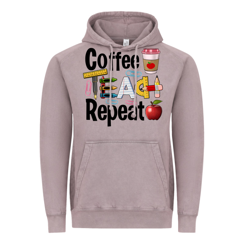 Coffee Teach Repeat Vintage Hoodie by BarkalooDesign | Teevron