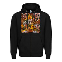 Black Western Spotted Pig With Sunflowers Seamless Zipper Hoodie - FaDigitalArtStudio