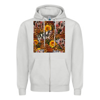 Dove Grey Western Spotted Pig With Sunflowers Seamless Zipper Hoodie - FaDigitalArtStudio