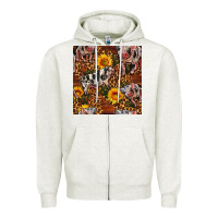 Oatmeal Heather Western Spotted Pig With Sunflowers Seamless Zipper Hoodie - FaDigitalArtStudio