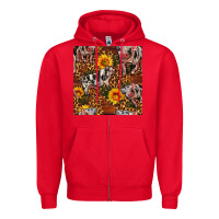 Red Western Spotted Pig With Sunflowers Seamless Zipper Hoodie - FaDigitalArtStudio