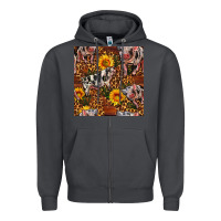 Smoke Western Spotted Pig With Sunflowers Seamless Zipper Hoodie - FaDigitalArtStudio