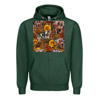 Sports Green Western Spotted Pig With Sunflowers Seamless Zipper Hoodie - FaDigitalArtStudio
