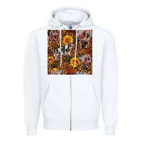 White Western Spotted Pig With Sunflowers Seamless Zipper Hoodie - FaDigitalArtStudio