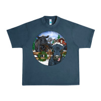 Midnight Navy Black Angus Cattle and Calf Christmas Urban Heavy Tee - RanaPortraitStore