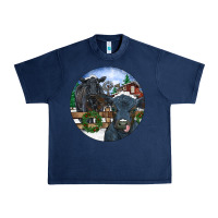 Navy Black Angus Cattle and Calf Christmas Urban Heavy Tee - RanaPortraitStore