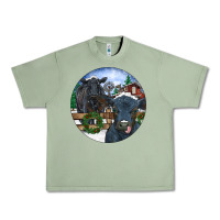 Oil Green Black Angus Cattle and Calf Christmas Urban Heavy Tee - RanaPortraitStore