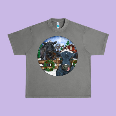 Black Angus Cattle And Calf Christmas Urban Heavy Tee Designed By Ranaportraitstore