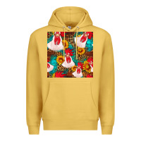 Antique Gold western  chicken with sunflowers seamless pattern Premium Hoodie - FaDigitalArtStudio
