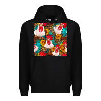 Black western  chicken with sunflowers seamless pattern Premium Hoodie - FaDigitalArtStudio