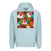 Blue Mist western  chicken with sunflowers seamless pattern Premium Hoodie - FaDigitalArtStudio