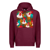 Western  Chicken With Sunflowers Seamless Pattern Premium Hoodie | Teevron