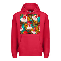 Cardinal western  chicken with sunflowers seamless pattern Premium Hoodie - FaDigitalArtStudio