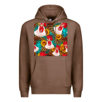 Chestnut western  chicken with sunflowers seamless pattern Premium Hoodie - FaDigitalArtStudio