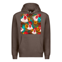 Coffee western  chicken with sunflowers seamless pattern Premium Hoodie - FaDigitalArtStudio