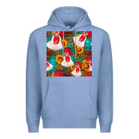 Colony Blue western  chicken with sunflowers seamless pattern Premium Hoodie - FaDigitalArtStudio