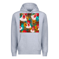 Heather Grey western  chicken with sunflowers seamless pattern Premium Hoodie - FaDigitalArtStudio