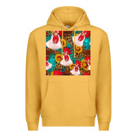 Mustard western  chicken with sunflowers seamless pattern Premium Hoodie - FaDigitalArtStudio
