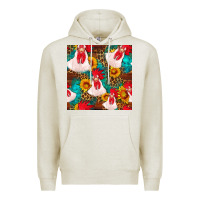 Oatmeal Heather western  chicken with sunflowers seamless pattern Premium Hoodie - FaDigitalArtStudio