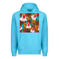 Ocean Blue western  chicken with sunflowers seamless pattern Premium Hoodie - FaDigitalArtStudio