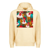 Pina Colada western  chicken with sunflowers seamless pattern Premium Hoodie - FaDigitalArtStudio