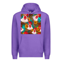 Purple western  chicken with sunflowers seamless pattern Premium Hoodie - FaDigitalArtStudio