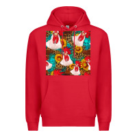 Red western  chicken with sunflowers seamless pattern Premium Hoodie - FaDigitalArtStudio