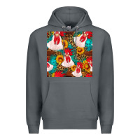 Rock western  chicken with sunflowers seamless pattern Premium Hoodie - FaDigitalArtStudio